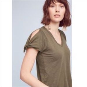 Anthropologie Left of Center Cold Shoulder Tie Top